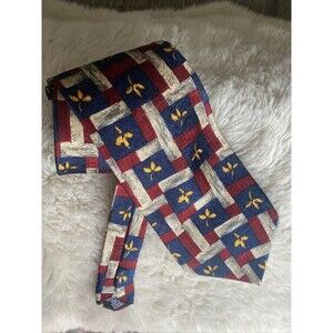 STEFANO CONTI HIGH END DESIGNER 100% ITALIAN SILK TIE RED/BLUE Geometric